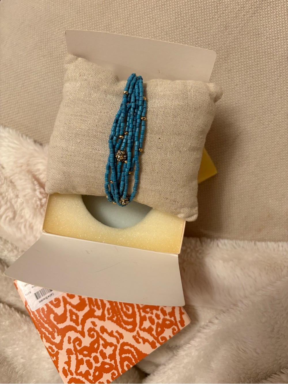 Stella & Dot Turquoise Multi-Strand Beaded Bracelet with Gold Accents
